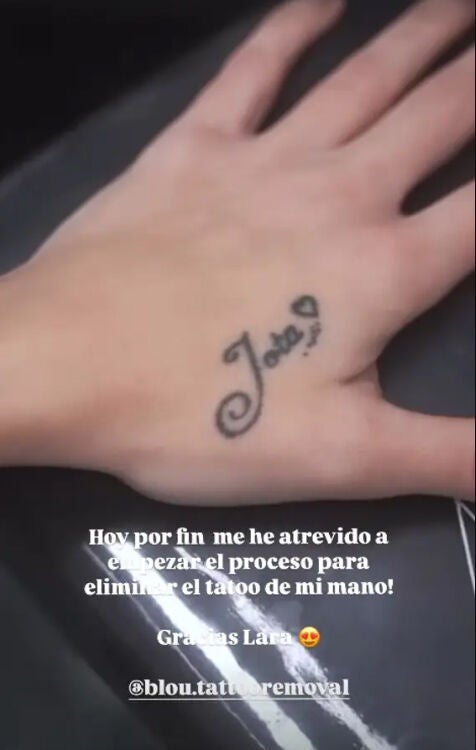 Story de Jessica Bueno con el tatuaje de Jota Peleteiro