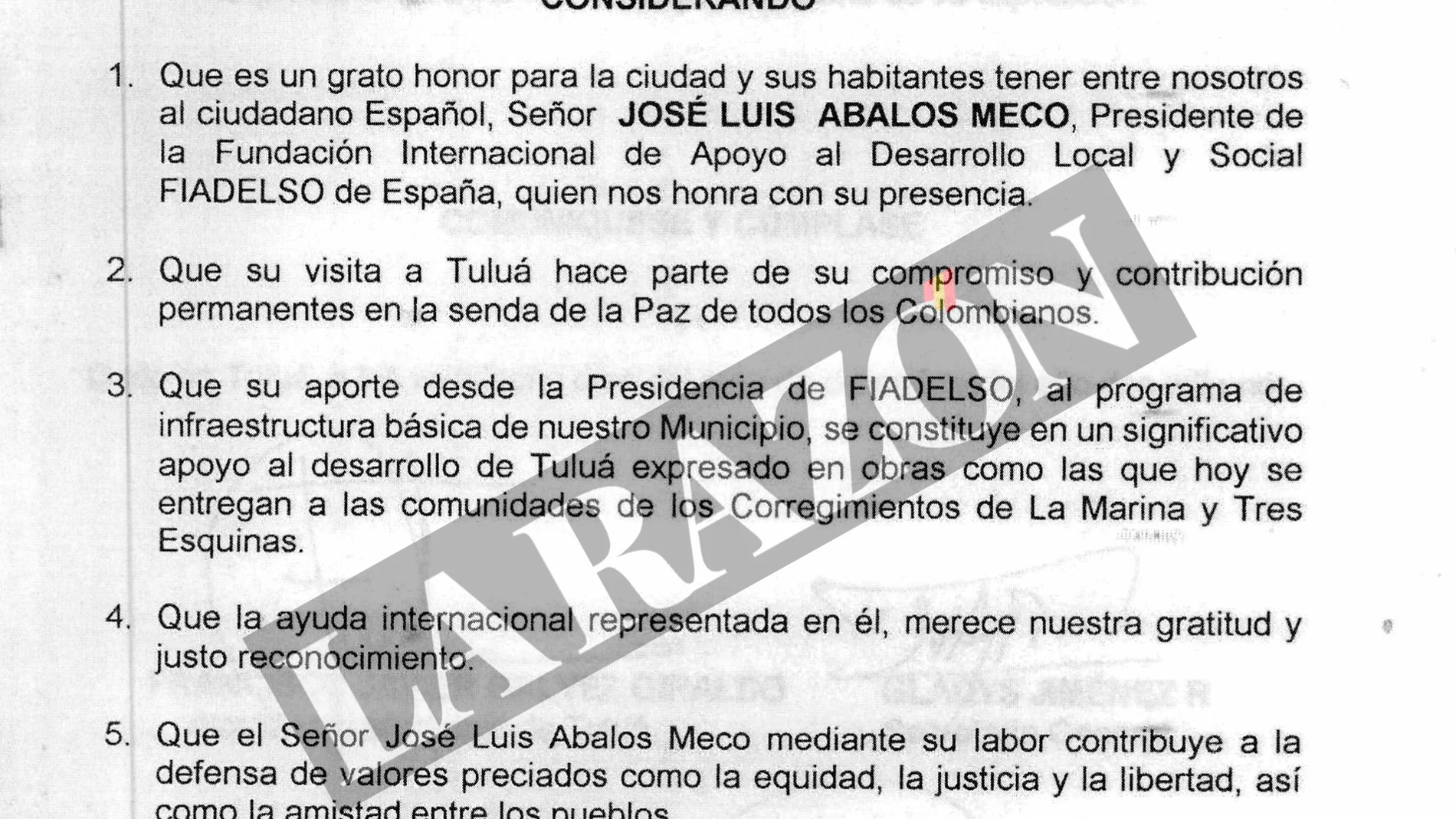 Ábalos realizó proyectos con su fundación en el pueblo colombiano donde compró el terreno
