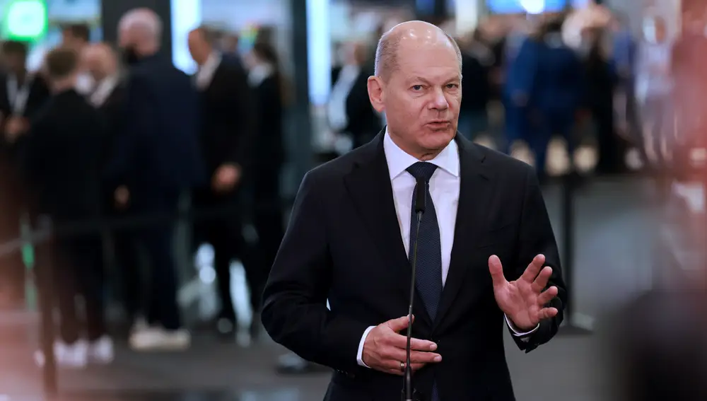 German Chancellor Olaf Scholz visits the Hanover Fair 2025