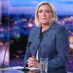 French far right leader Marine Le Pen in TF1 evening news after conviction
