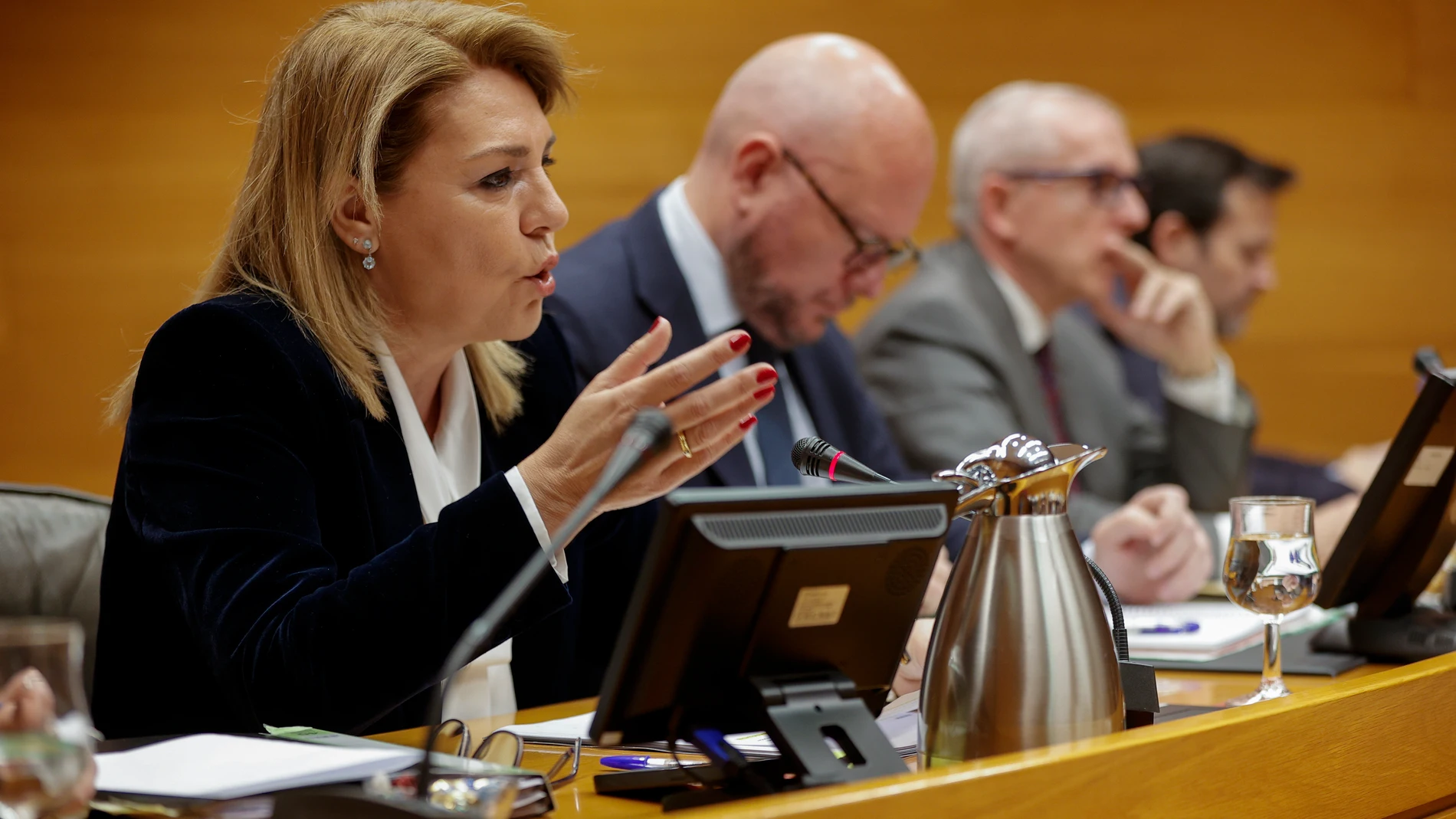 GRAFCVA6743. VALENCIA, 31/03/2025.- La vicepresidenta primera del Consell y consellera de Servicios Sociales, Igualdad y Vivienda, Susana Camarero, abre la ronda de comparecencias en Les Corts Valencianes de los miembros del ejecutivo autonómico para explicar el proyecto de ley de Presupuestos de la Generalitat para 2025. EFE/Manuel Bruque
