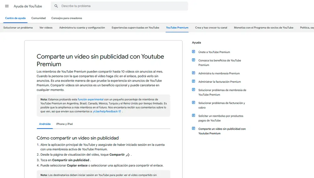 En la ayuda de YouTube ya se habla de esta función