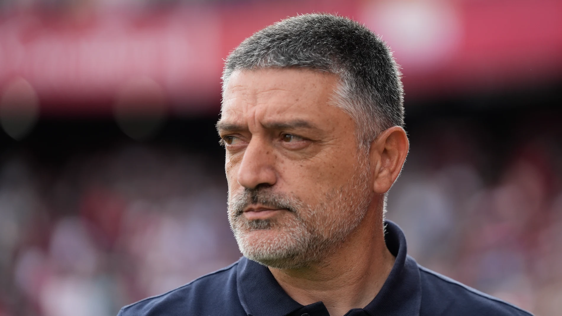 Xavier Garcia Pimienta, head coach of Sevilla FC, looks on during the Spanish League, LaLiga EA Sports, football match played between Sevilla FC and Atletico de Madrid at Ramon Sanchez Pizjuan stadium on April 06, 2025, in Madrid, Spain. AFP7 06/04/2025 ONLY FOR USE IN SPAIN
