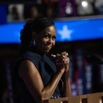 Former First Lady Michelle Obama speaks on the second night of the DNC convention. at the United Center in Chicago