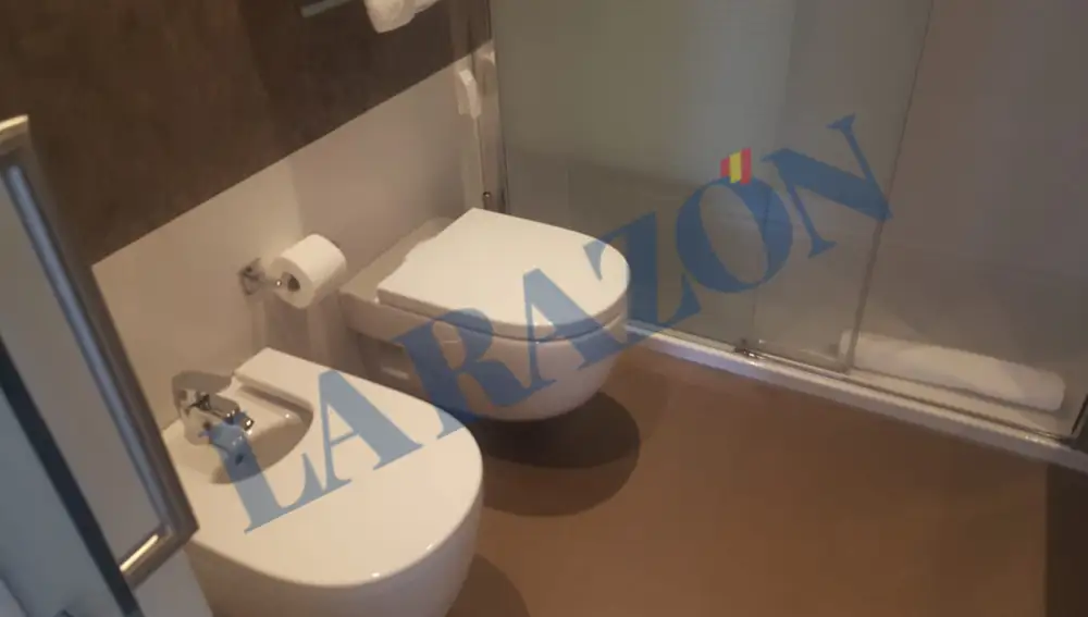El baño del piso en el que vivió Jesica Rodríguez, expareja de José Luis Ábalos, en Plaza de España (Madrid)