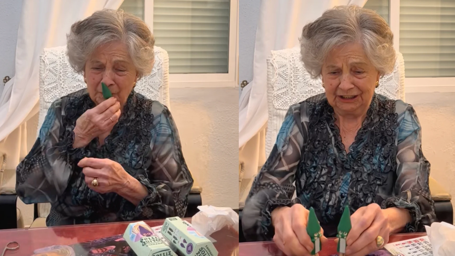 La reacción de una abuela al abrir Sony Engels nazarenos: "Si esto lo viera mi marido...''