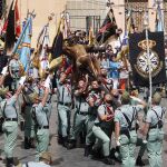 El tercio Duque de Alba II de la Legión, con sede en Ceuta, en un momento del traslado del Cristo de la Buena Muerte y Ánimas en 2023