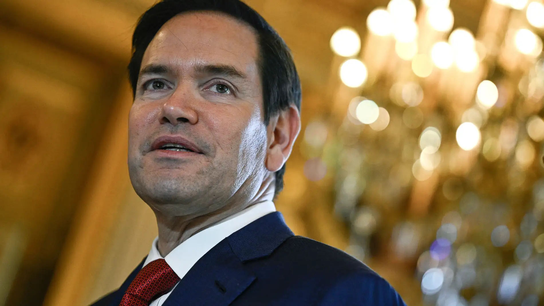 US Secretary of State Marco Rubio looks on as he arrives at the Quai d'Orsay, France's Minister of Foreign Affairs for high-level talks to discuss Ukraine and its security in Paris Thursday, April 17, 2025. (Julien de Rosa, Pool via AP)
