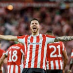 Sancet celebra el primer gol del Athletic al Glasgow Rangers
