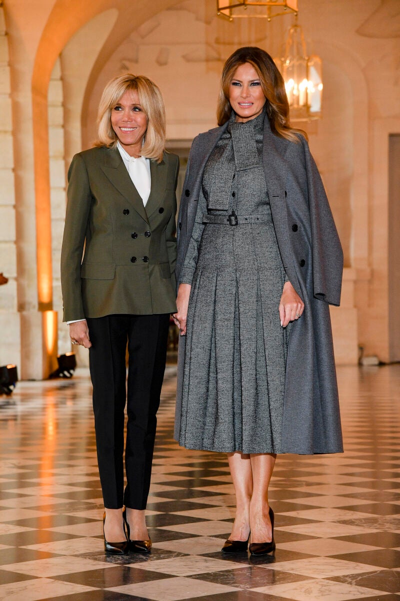 Melania Trump en el almuerzo de jefes de Estado en Francia.