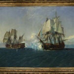 'Combate naval entre el navío Catalán al mando de Serrano y el Mary al mando de Vernon (1719)' (1888), óleo sobre lienzo de Rafael Monleón y Torres (1843-1900)
