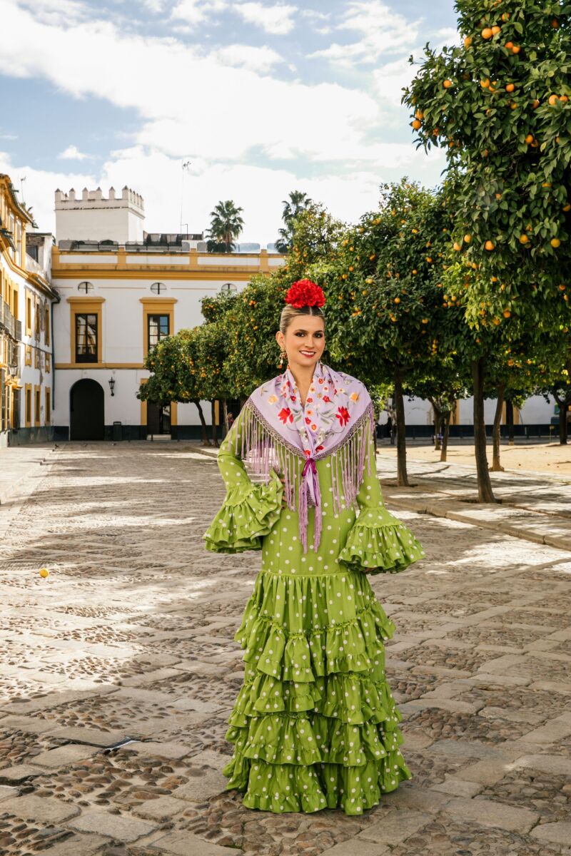 Traje de flamenca en verde.