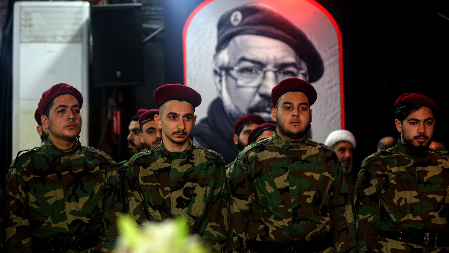 April 2, 2025, Beirut, Beirut, Lebanon: Pro-Iranian Hezbollah militants attend the funeral procession of party leader Hassan Bdier and his son Ali, who were killed in an Israeli attack. Israeli military said it had targeted Hassan Bdeir, who it alleged had helped Hamas plan an assault against Israeli civilians, in the second strike on the suburb, a stronghold of Hezbollah putting further pressure on a fragile ceasefire between Israel and the armed group. Europa Press/Contacto/Marwan Naamani ...
