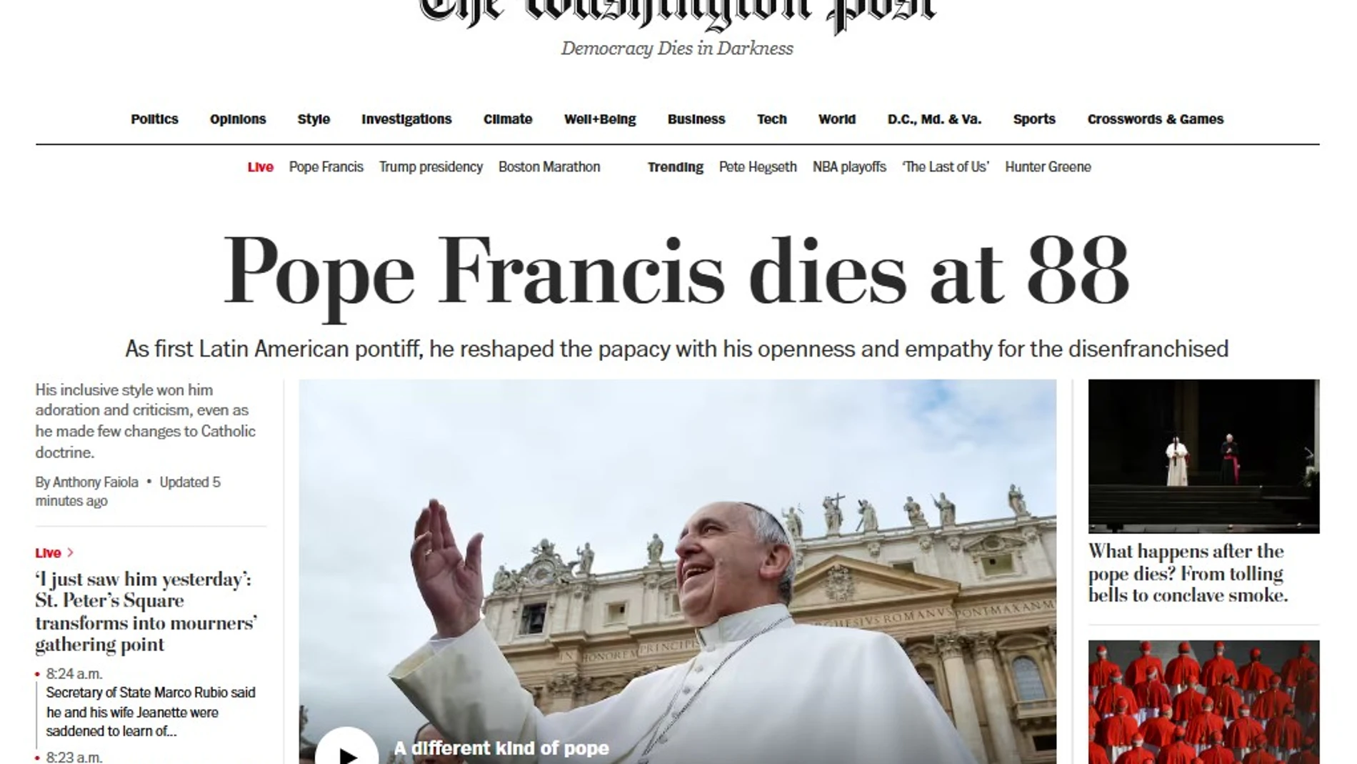 La presa internacional despide al "papa de los pobres"