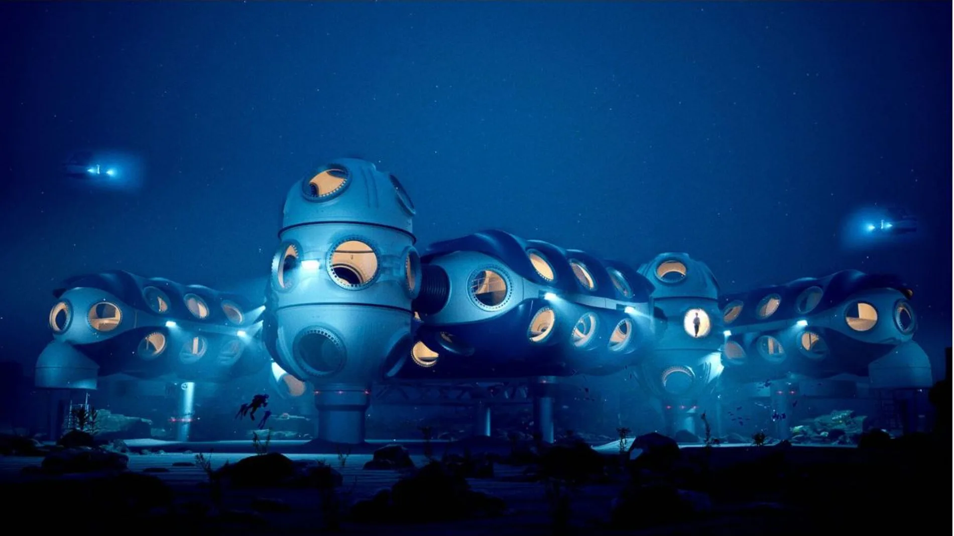 Diseño de las bases submarinas que quiere construir la empresa británica DEEP