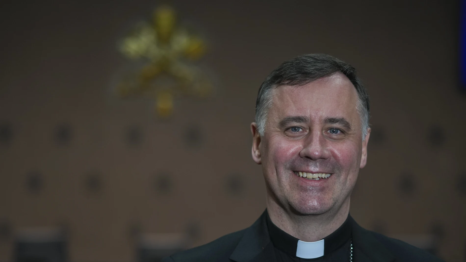 Cardinal Rolandas Makrickas Lithuanian-born archpriest of the St. Mary Major basilica poses as he meets journalists in the Vatican press room ahead of his elevation, Friday, Dec. 6, 2024.