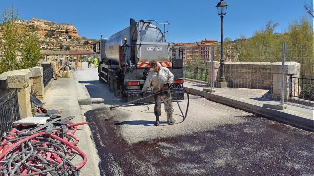 Obras en el puente de San Esteban de Gormaz (Soria)