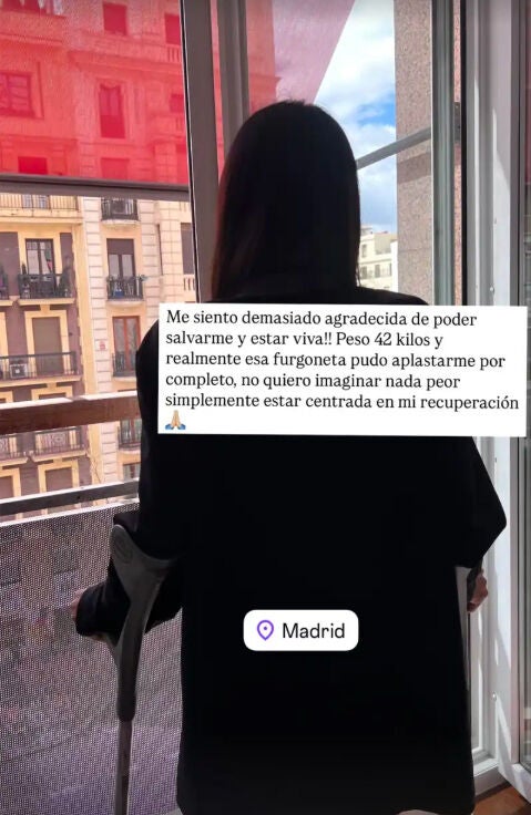 Story de Miriam Saavedra tras ser atropellada en Madrid