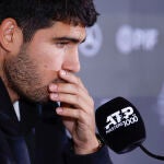 Alcaraz, en el instante que confirmó su ausencia en Madrid