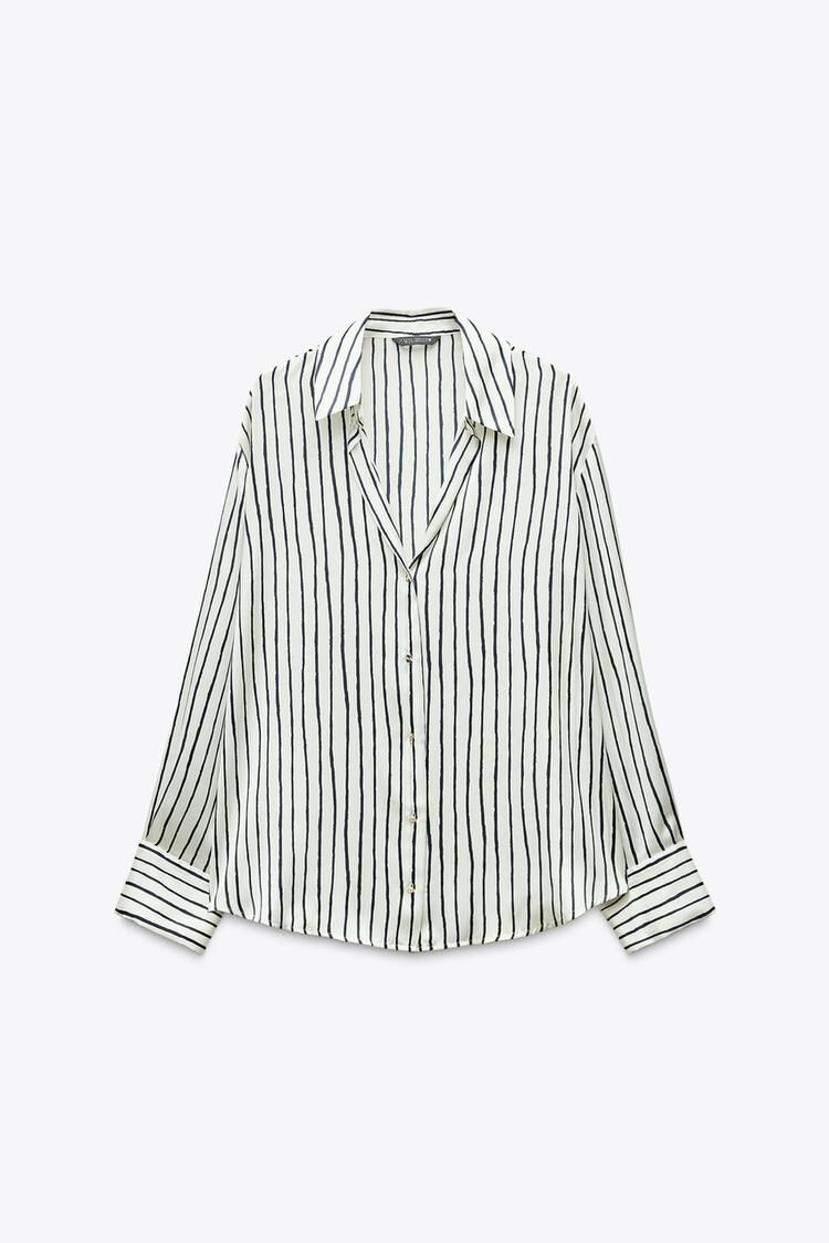 Camisa satinada rayas.