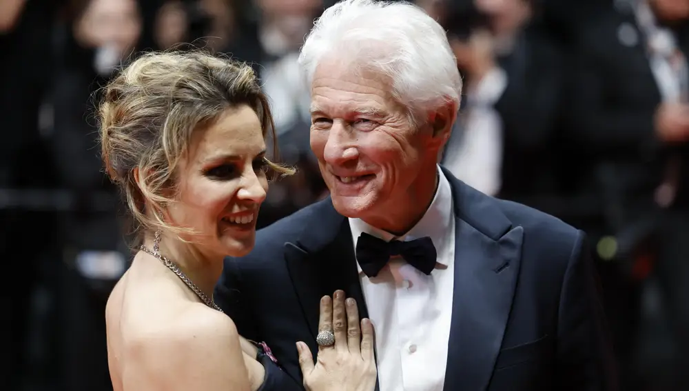 Richard Gere and Alejandra Gere leave the premiere of 'Oh, Canada' during the 77th annual Cannes Film Festival, in Cannes, France, 17 May 2024.