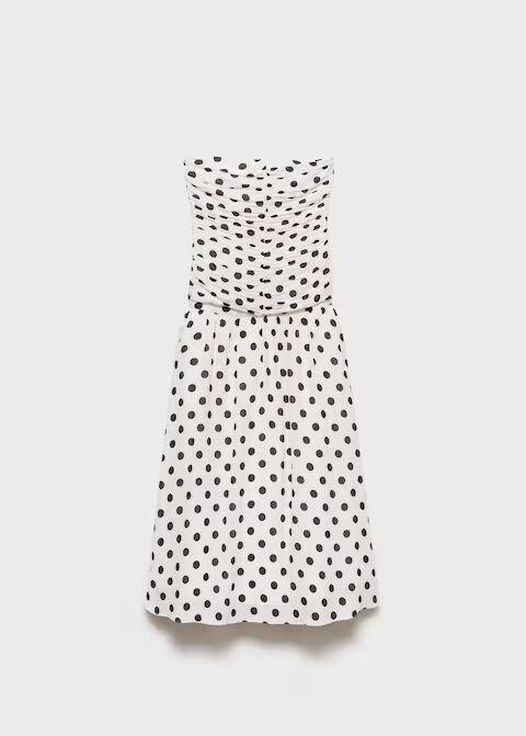 Vestido topos cuerpo drapeado.