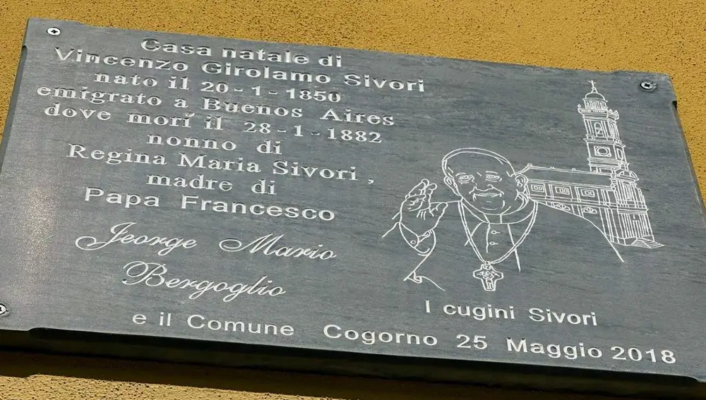 Placa conmemorativa del Papa Francisco.