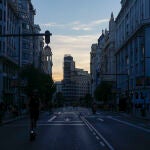 La Gran Vía sin luz este lunes durante el apagón masivo del sistema eléctrico en Madrid