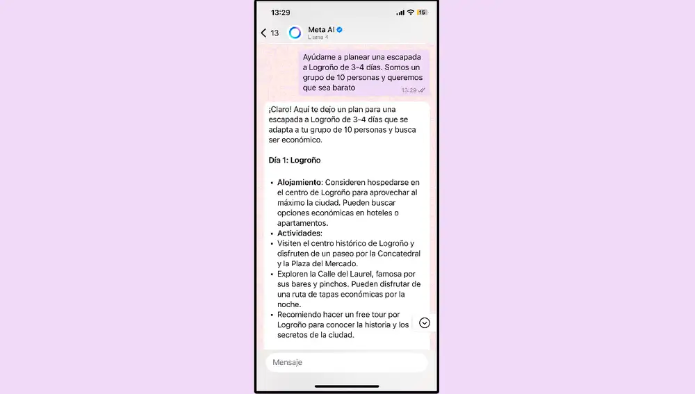 Con Meta AI, lo de planear un viaje in extremis ya no será un problema