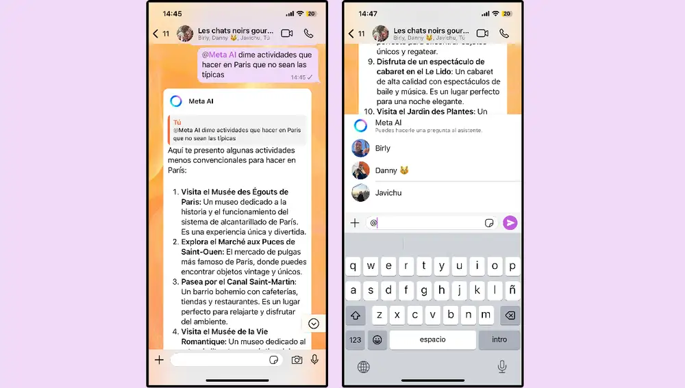 Muy útil en chats grupales