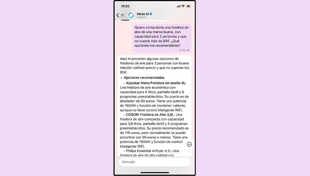 Con Meta AI, hasta tus dudas en cualquier compra empezarán a resolverse