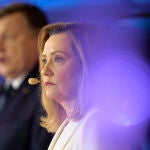 La candidata presidencial rumana, Elena Lasconi, durante un debate electoral
