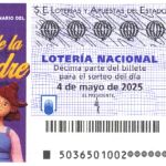 Décimo de Lotería Nacional del sorteo extraordinadio del Día de la Madre.