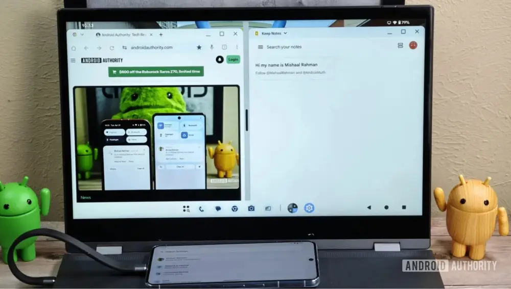 Así se ve el nuevo modo escritorio de Android en un ordenador portátil