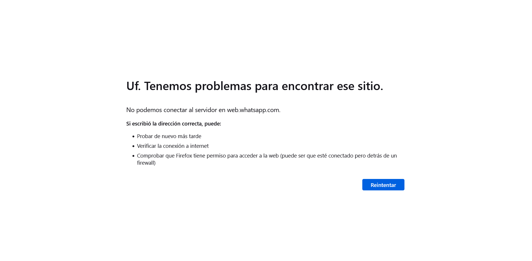 Este mensaje puede deberse a varios problemas