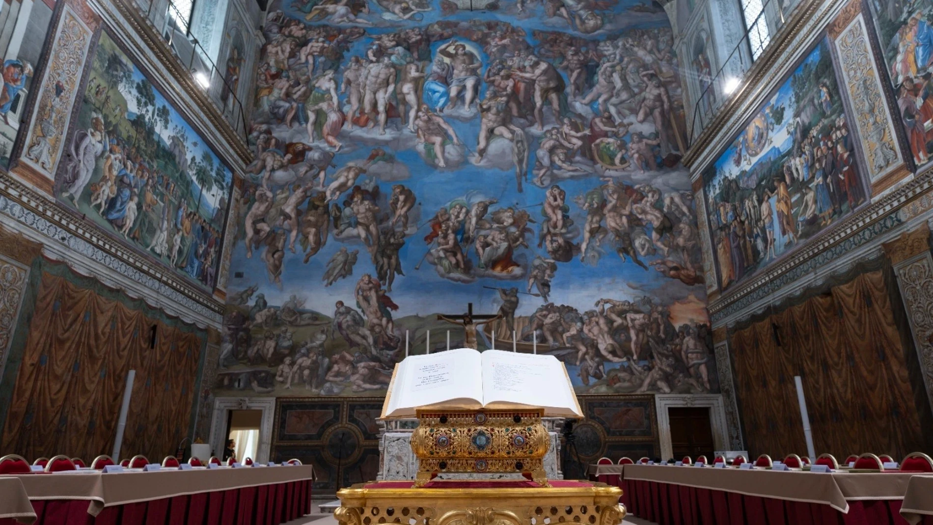 Imagen del Juicio Final de Miguel Ángel en la Capilla Sixtina, en el Vaticano Vatican Media / Europa Press 06/05/2025