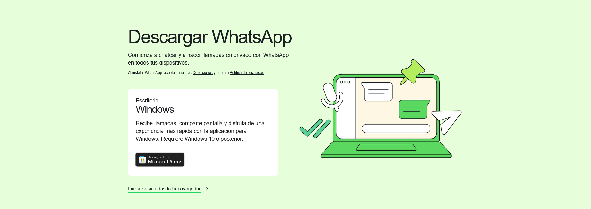 Puedes descargar la app de WhatsApp para otros dispositivos