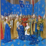 Miniatura que representa la coronación de Luis VIII y Blanca de Castilla