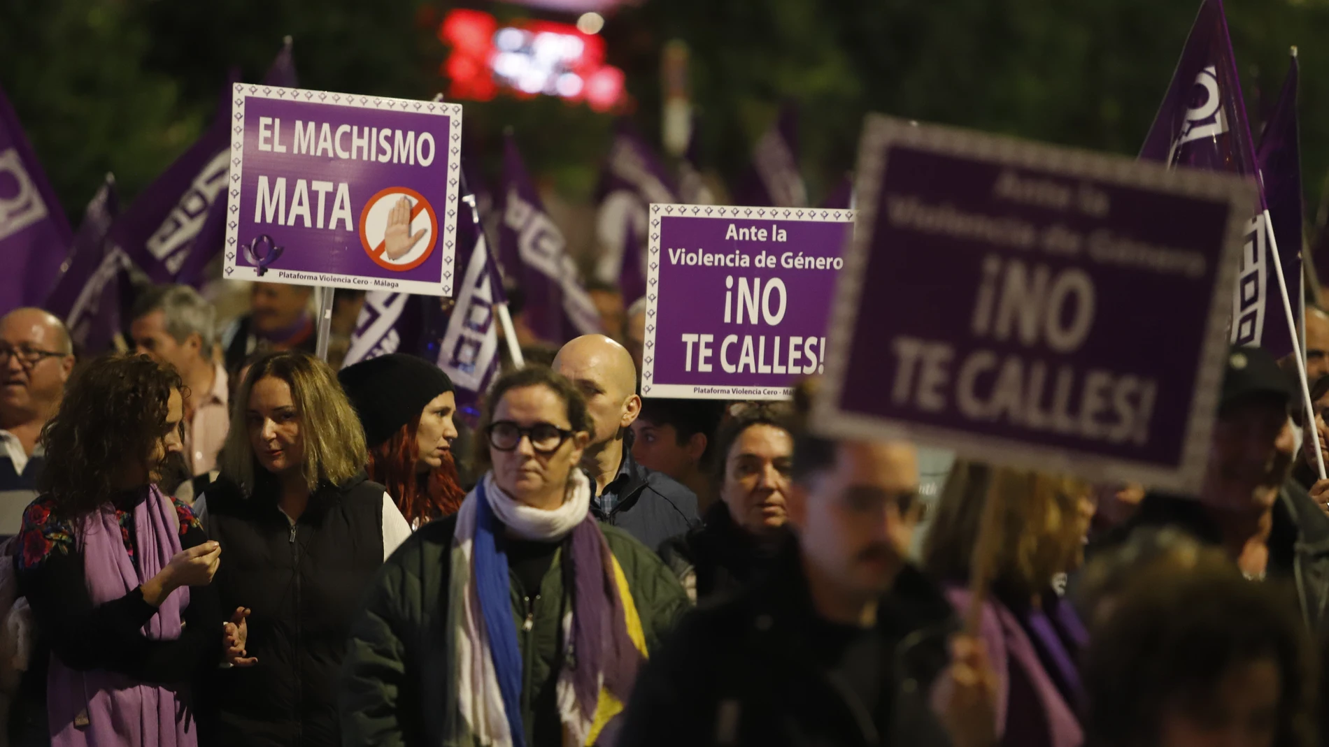 Imágenes de la manifestación con motivo del 25N en Málaga