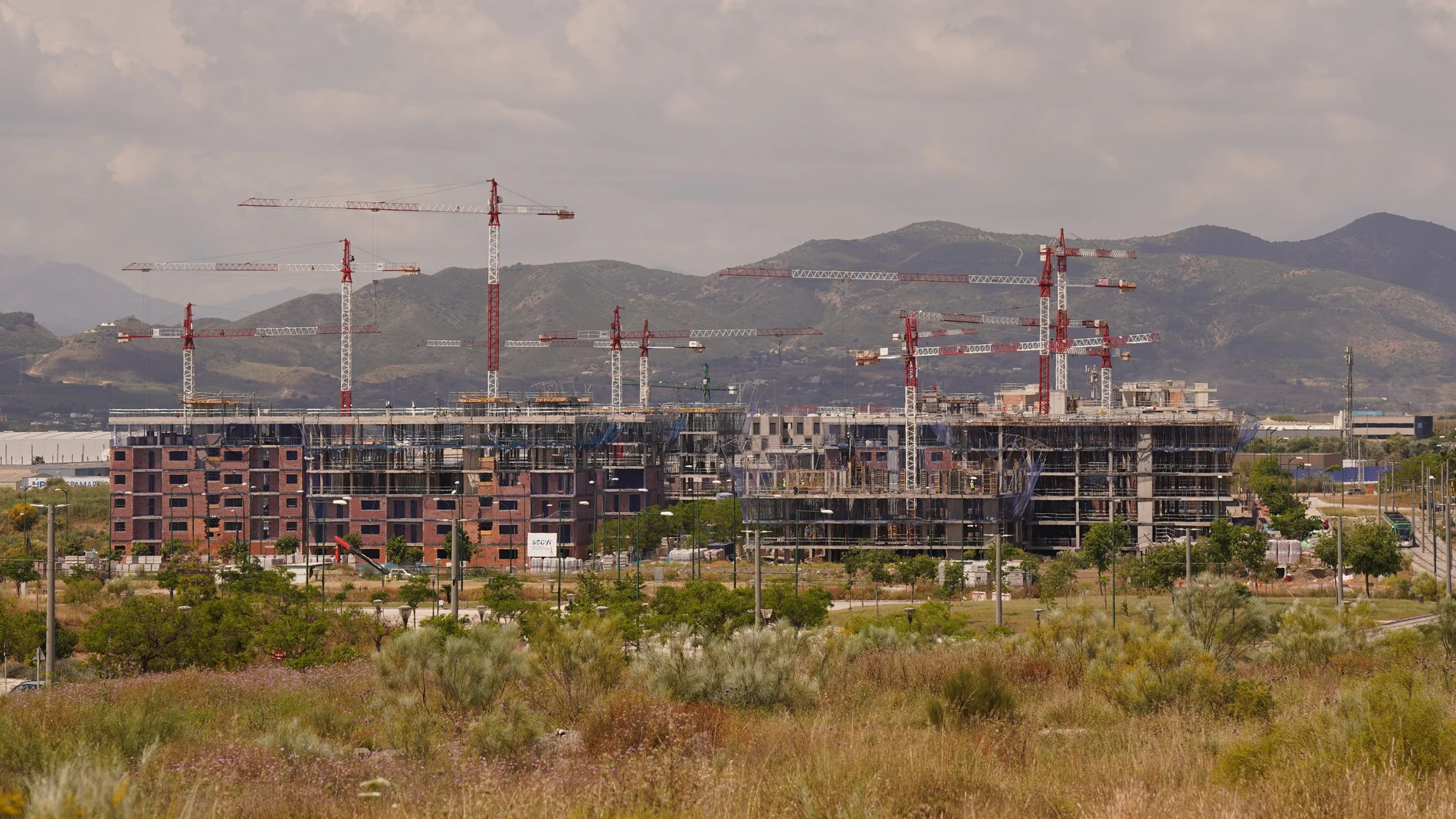 Construcción de viviendas en el distrito Universidad, una de las zonas de expansión de Málaga
