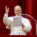 Pope Leo XIV leads Regina Caeli prayer from the Central Loggia of St. Peter's Basilica