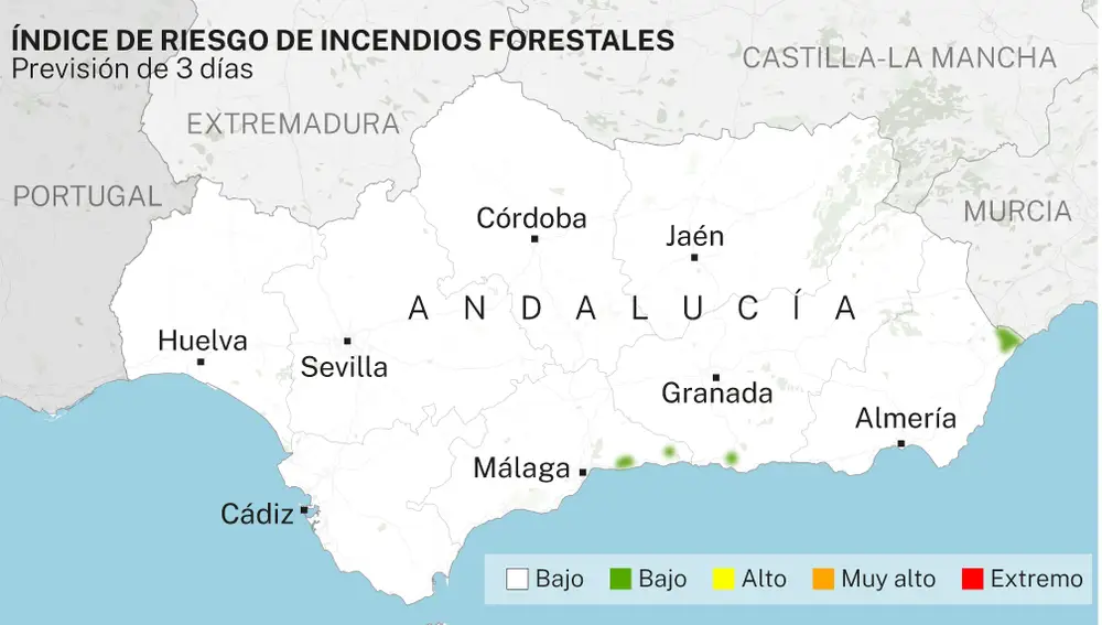 Riesgo de incendios forestales en Andalucía