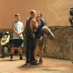 Una escena del rodaje de «Enemigos»