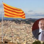 Imagen de una bandera de Cataluña junto con Sergio Rodríguez, diputado de Vox