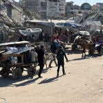 Desplazados palestinos en la Franja de Gaza