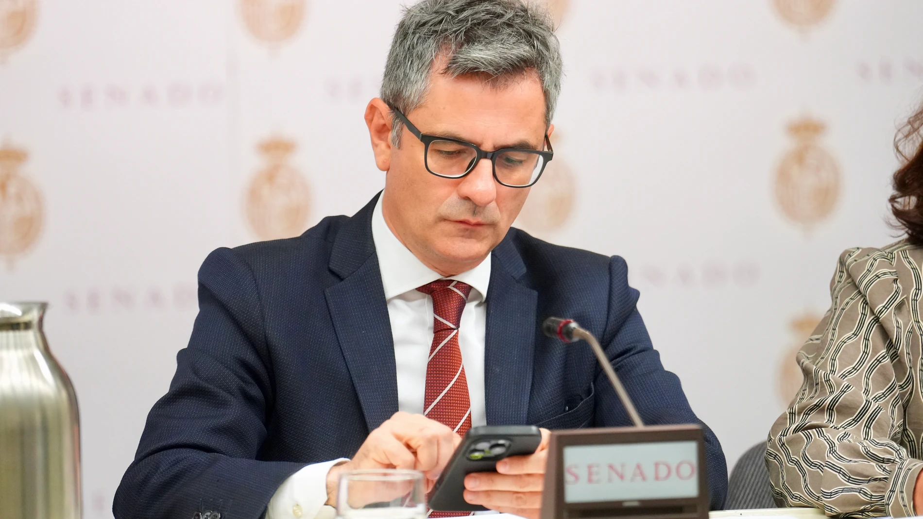 El ministro de Presidencia, Justicia y Relaciones con las Cortes, Félix Bolaños, comparece este viernes en la Comisión de Justicia del Senado