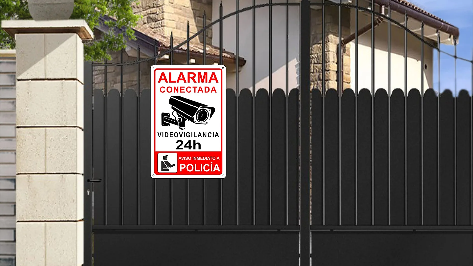 Cartel de alarma en una vivienda