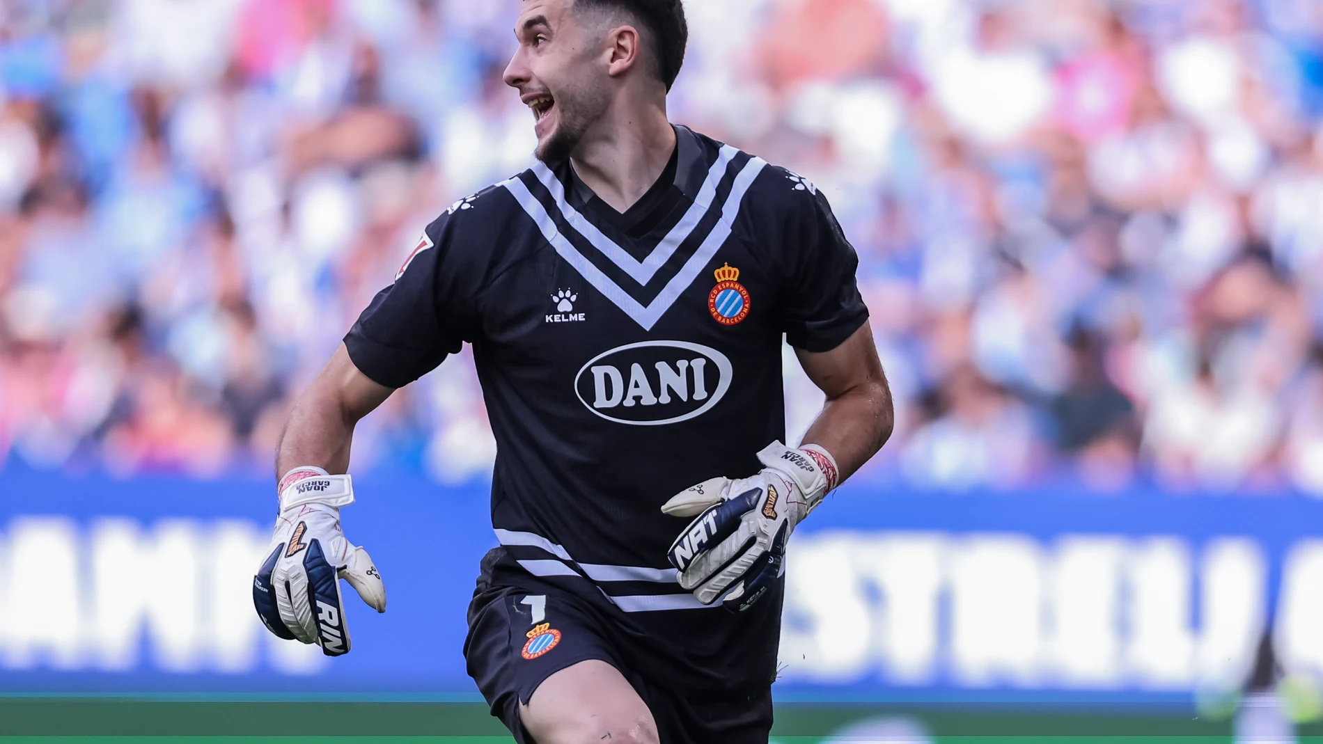 Joan Garcia of RCD Espanyol reacts during the Spanish league, La Liga EA Sports, football match played between RCD Espanyol and UD Las Palmas at RCDE Stadium on May 24, 2025 in Cornella, Barcelona, Spain.AFP7 24/05/2025 ONLY FOR USE IN SPAIN