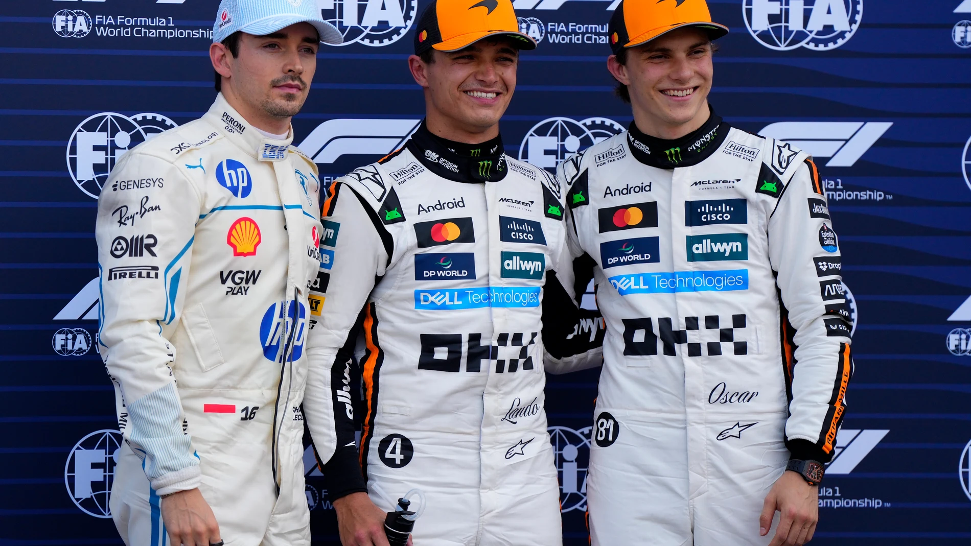 Leclerc, Lando Norris y Oscar Piastri