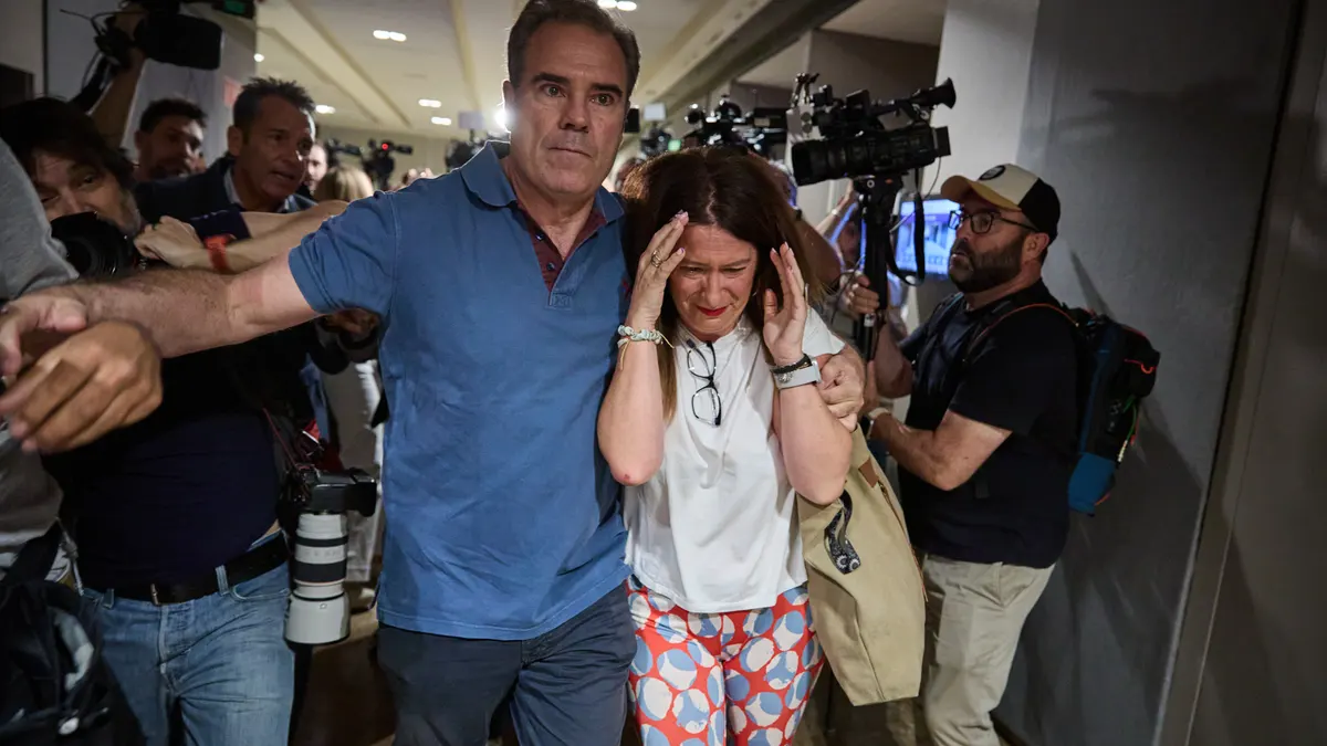 Leire Díez, tras la declaración en un hotel en el que irrumpió Víctor de Aldama, el año pasado